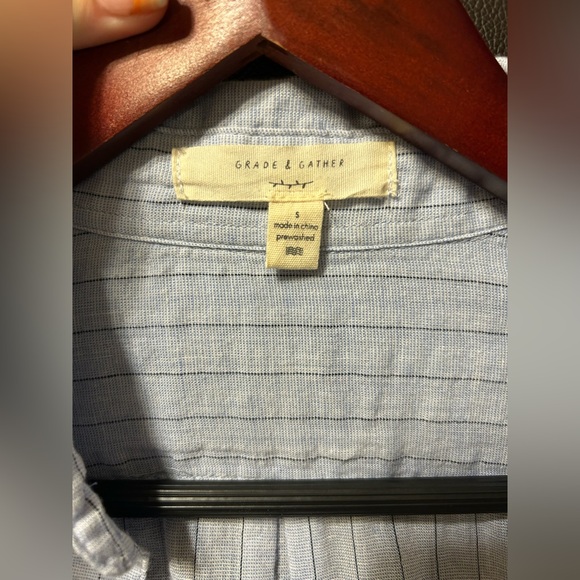 Grade and Gather Light Blue Pin Stipe Button Down Shirt. - Picture 5 of 6